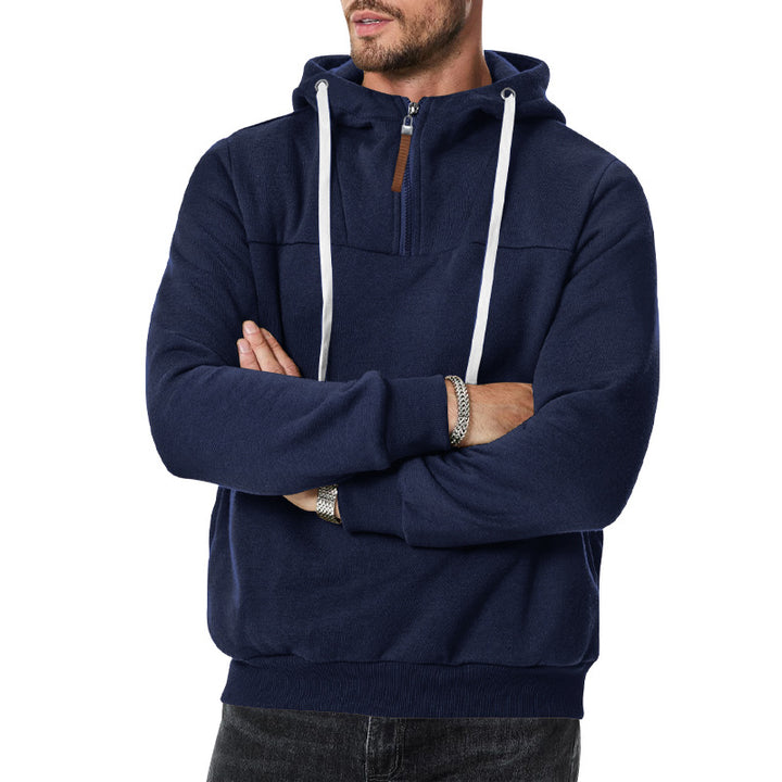 Herren nan Sweat-Halbzip mit strukturierter Innenseite, verstellbarer Kapuze und breitem Rippbund Drune