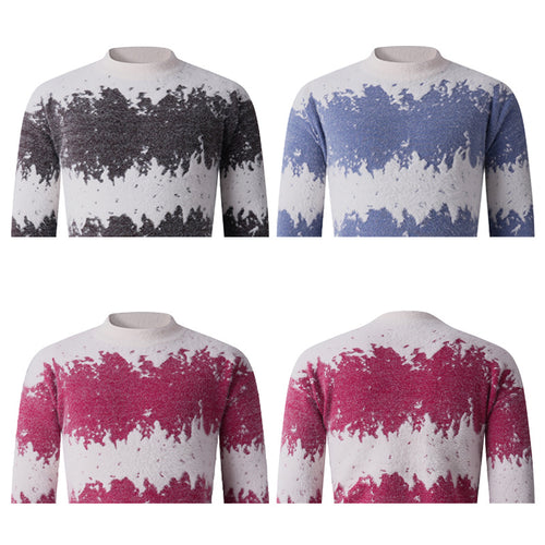 Herren Gemusterter Feinstrickpullover mit leichtem Stehkragen und Mohair‑Look Drune