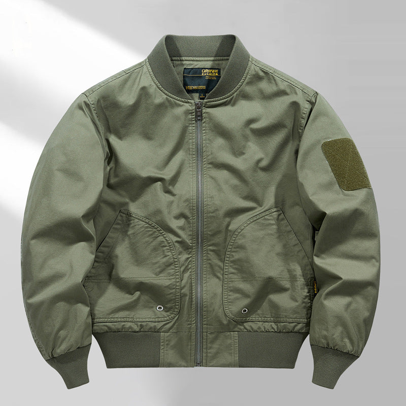 Herren  Canvas Zip-up Rippbündchen Utility-Jacke mit gewölbten Taschenpaneelen Drune
