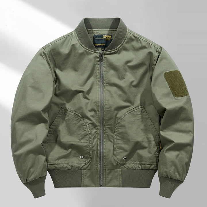 Herren  Canvas Zip-up Rippbündchen Utility-Jacke mit gewölbten Taschenpaneelen Drune