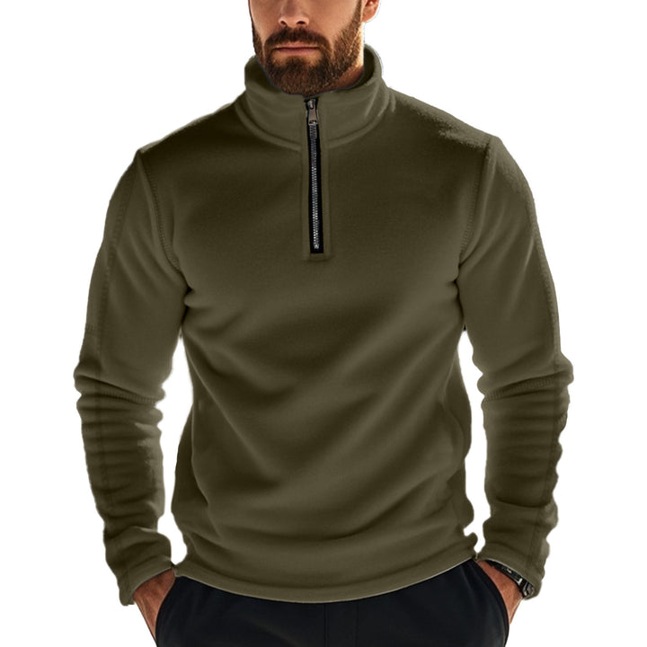Herren nan funktionaler Fleecepullover mit Halbzip, Stehkragen und Raglanärmeln Drune