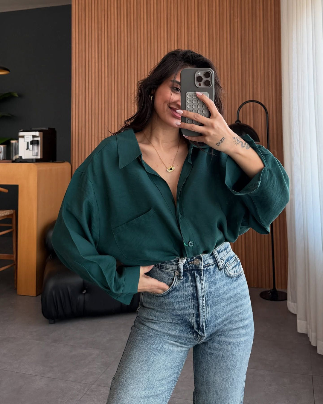Damen Oversized Blusenhemd aus weichem Leinenstoff Drune