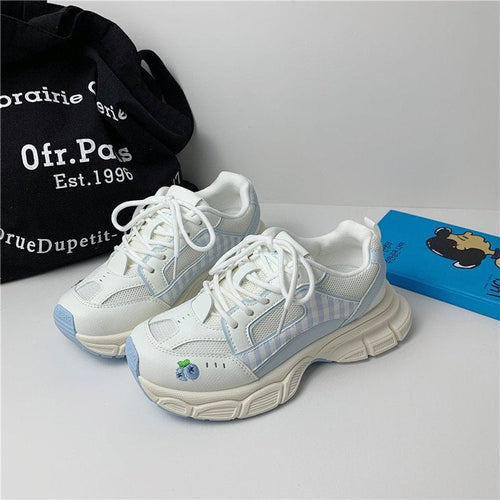 Damen modische Sneakers mit aufgepolsterter Sohle und atmungsaktiver Mesh-Oberfläche Drune