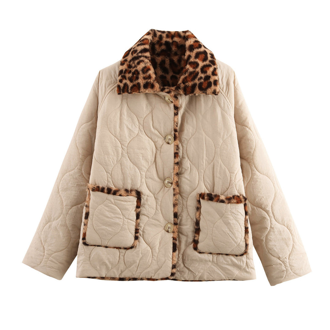 Damen gesteppte Jacke mit kuscheligem Leo-Kragen und praktischen Taschen Drune