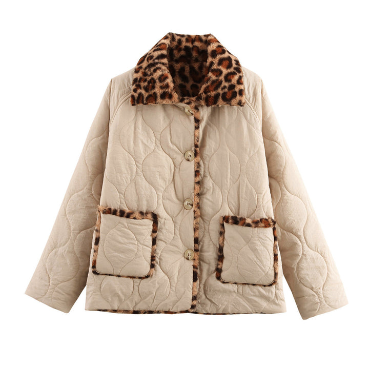 Damen gesteppte Jacke mit kuscheligem Leo-Kragen und praktischen Taschen Drune