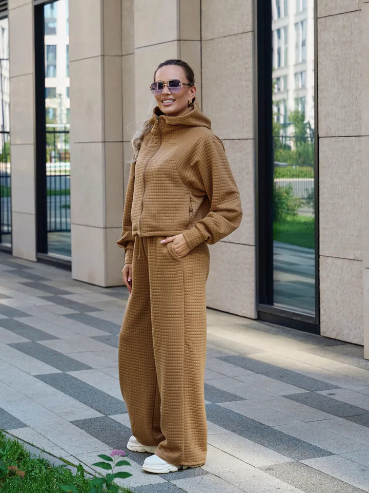 Damen bequemer Kapuzenpullover mit weitem Hosenanzug Drune