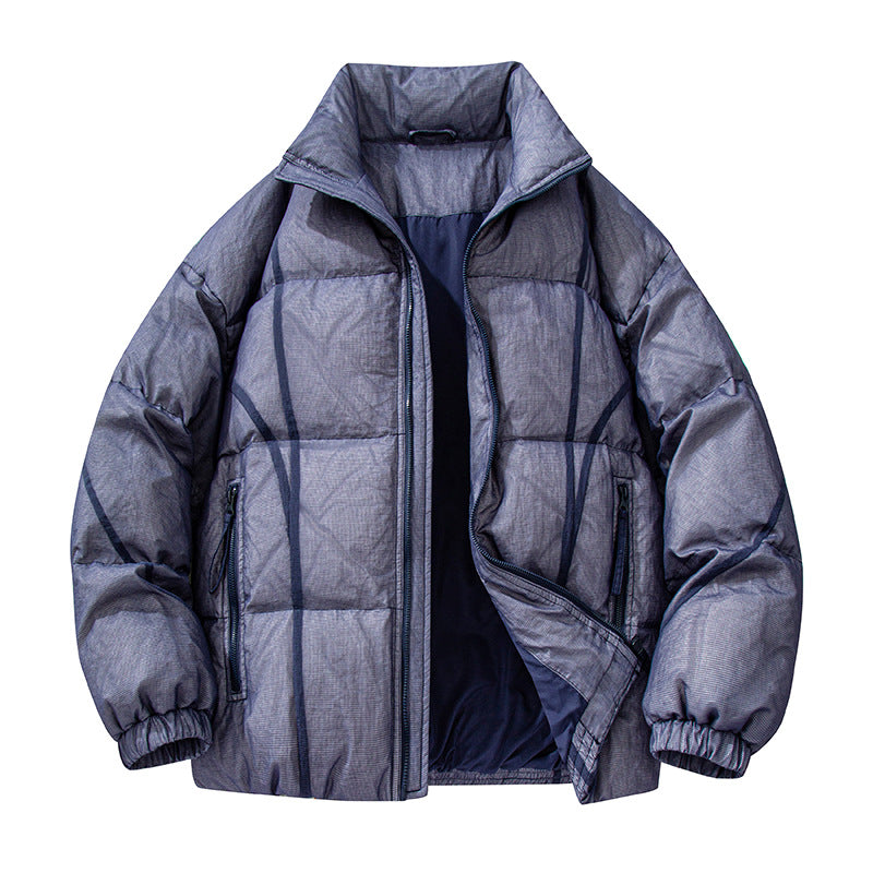 Herren Wattierte Oversize-Steppjacke mit hohem Stehkragen und elastischen Bündchen Drune