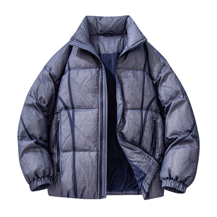 Herren Wattierte Oversize-Steppjacke mit hohem Stehkragen und elastischen Bündchen Drune