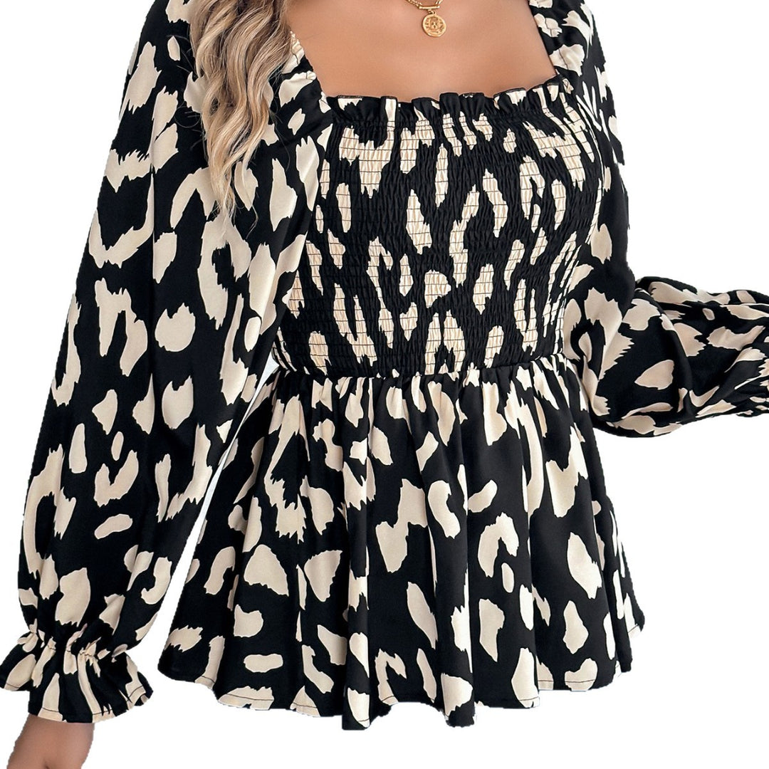 Damen Spitzen Bluse mit Bischofsärmeln und gekräuseltem Oberteil Drune
