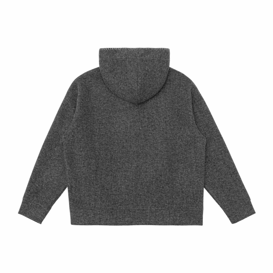 Unisex Kapuzenpullover aus Wollfleece mit halber Knopfleiste und Kängurutasche Drune