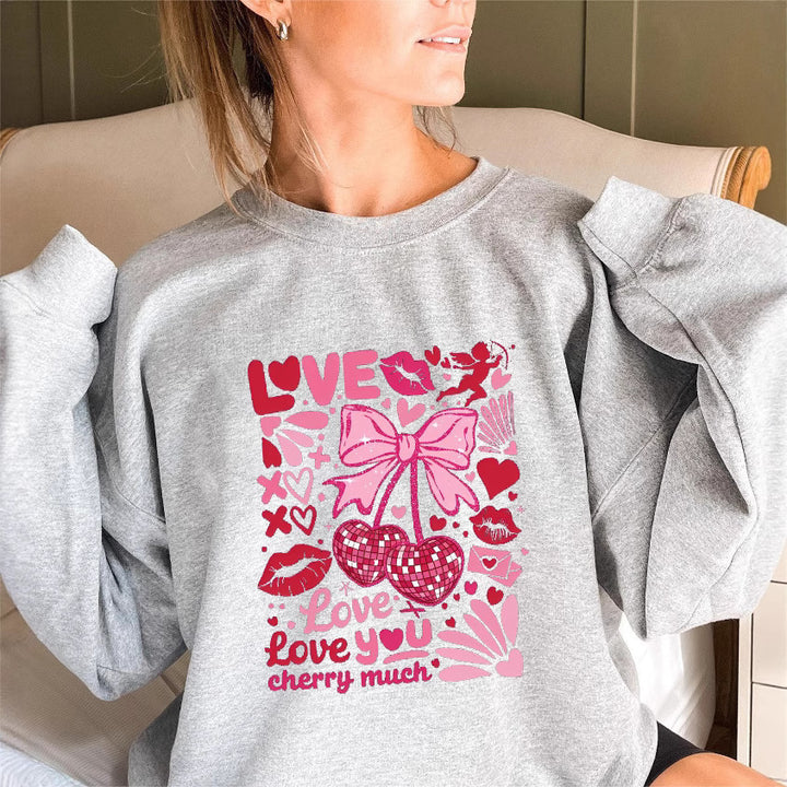Damen Sweatshirt mit voluminösen Ärmeln und verspieltem Kirschmotiv Drune