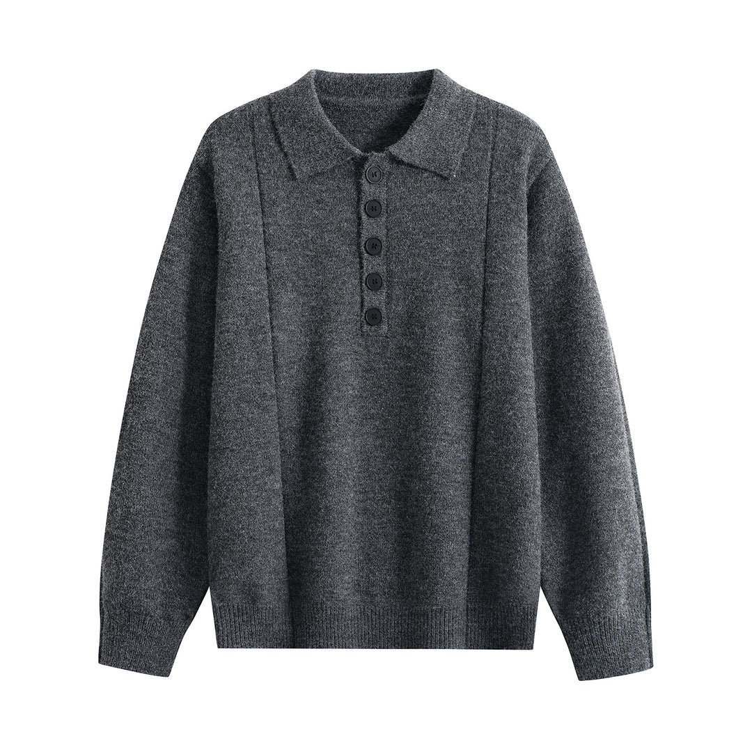 Damen Lockerer Feinstrick-Polo mit Halbknopf-Leiste und gerippten Bündchen Drune