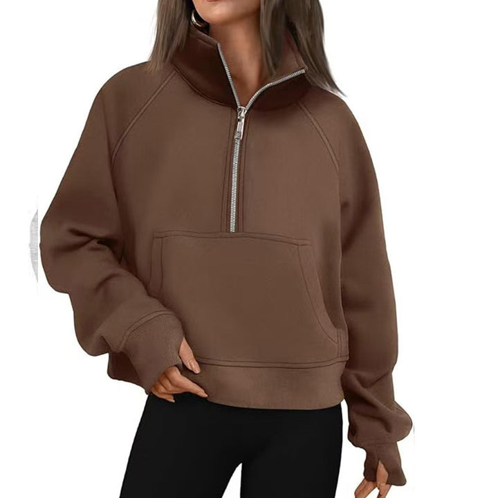 Damen Sportlicher Hoodie mit hohem Kragen Drune