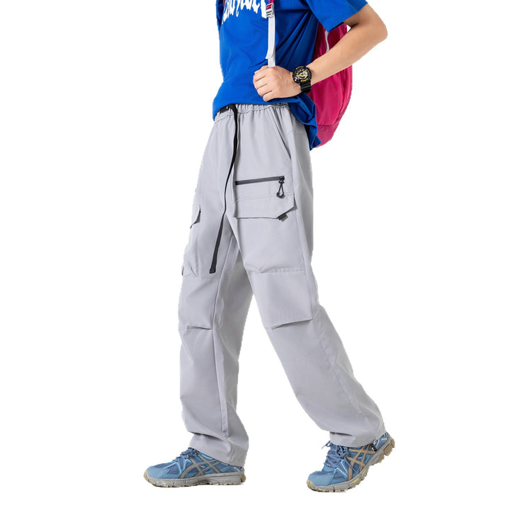 Herren Weite Utility-Cargohose mit verstärkten Kniepassen, Zipper- und Klappfächern Drune