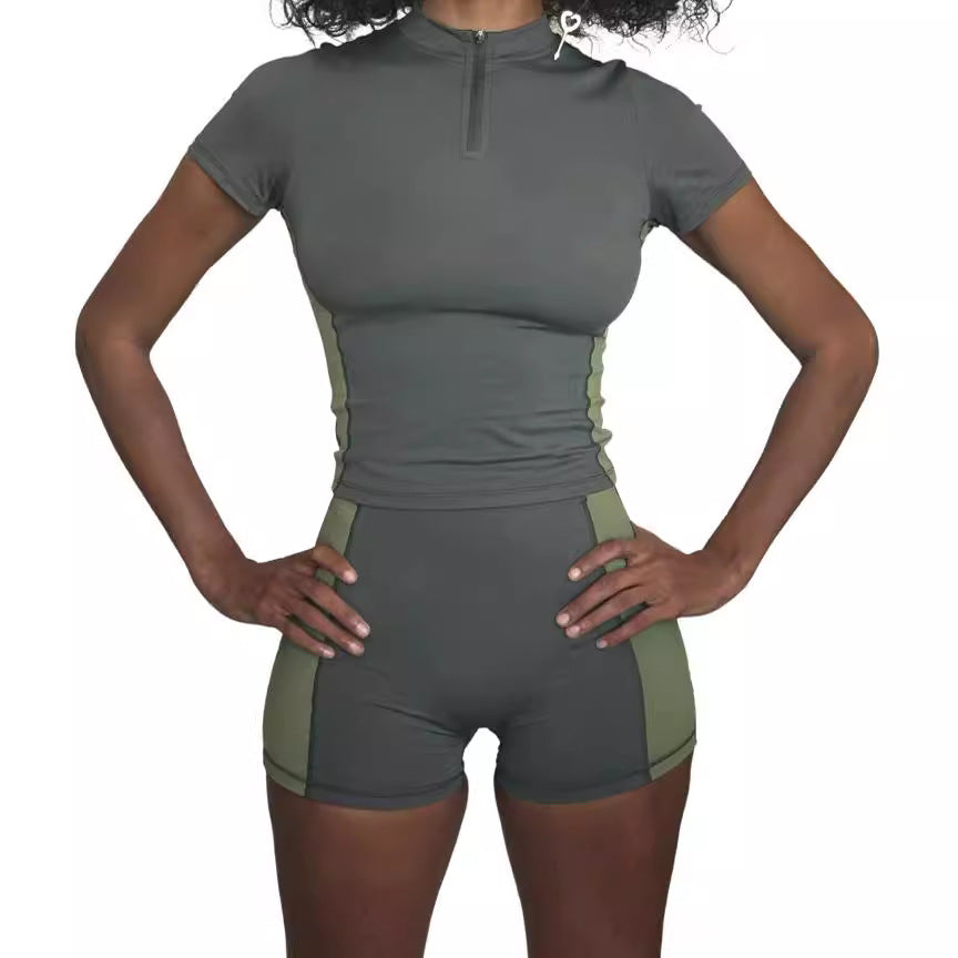 Damen sportliches Set mit kurzem Oberteil und Shorts Drune