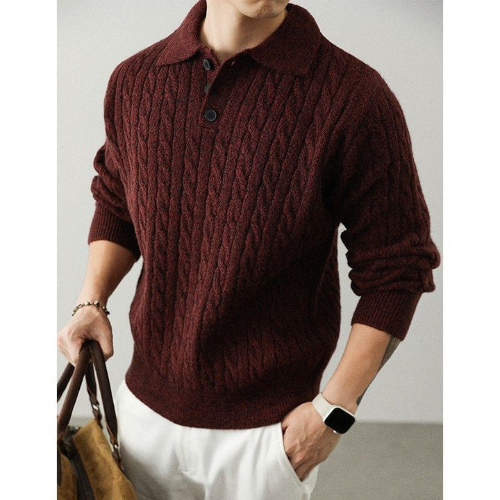 Herren Gemütlicher Grobstrickpullover mit Knopfleiste Drune