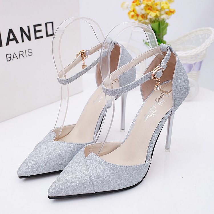 Damen Glitzernde Pumps mit Riemchen Drune