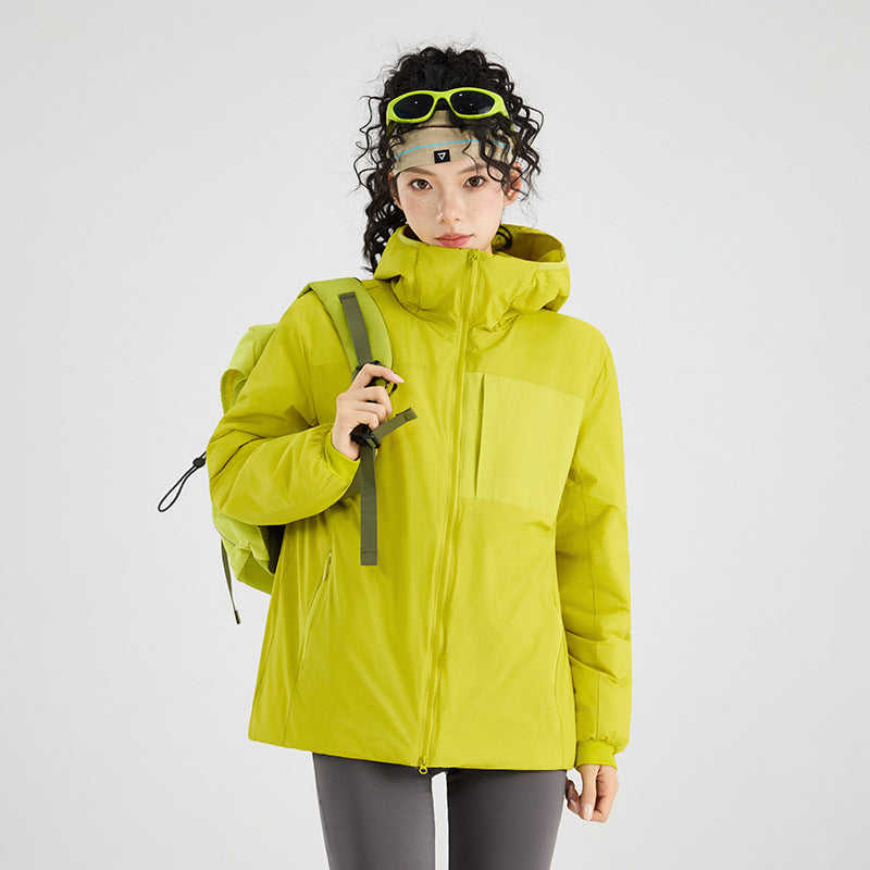 Damen Isolierte Outdoor-Steppjacke mit Kapuze, Brustpasse und elastischen Bündchen Drune