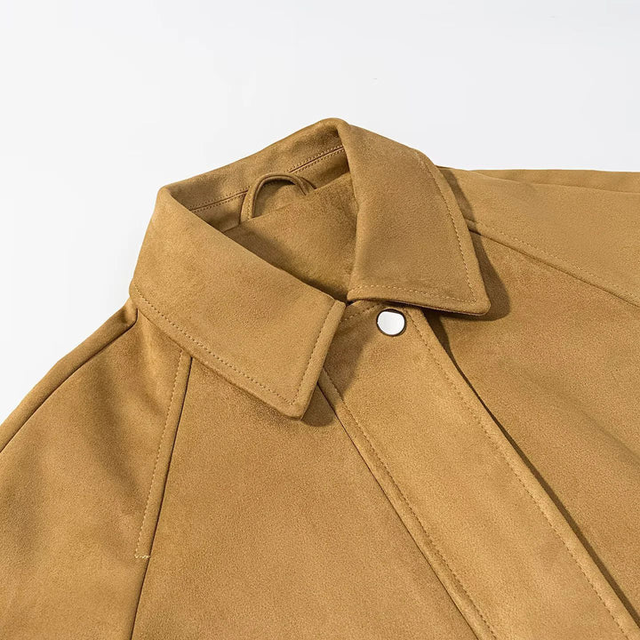 Damen nan cropped Veloursblouson mit Hemdkragen verdeckter Druckknopfleiste und elastischem Saum Drune