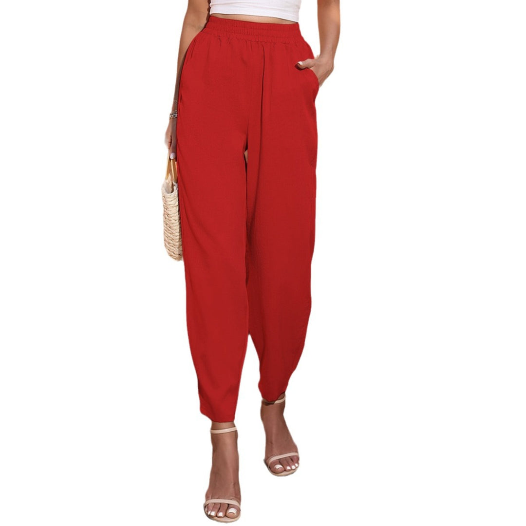 Damen elegante Mittel-Hosen mit elastischem Bund und weitem Bein Drune