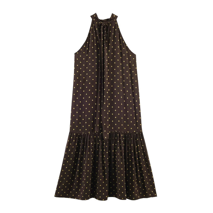 Damen Maxikleid mit elegantem Volant und modernem Punkdesign Drune