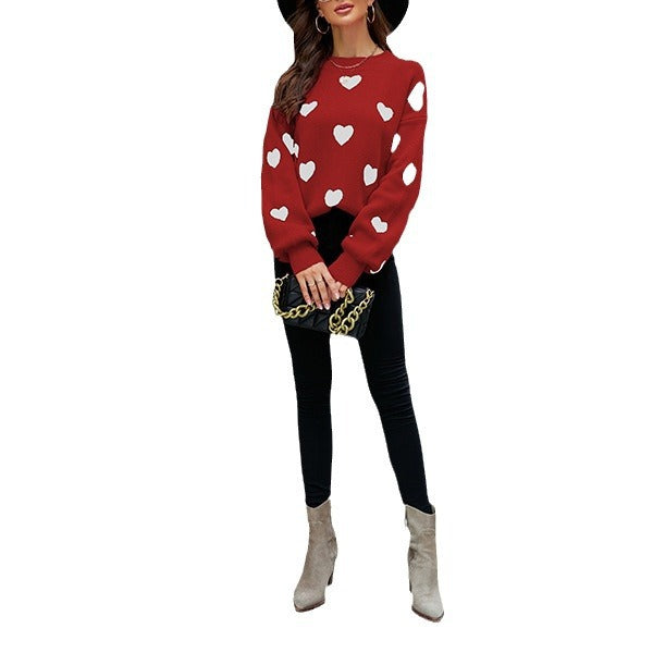 Damen Herzmuster Pullover Drune
