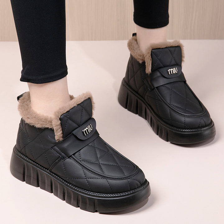 Damen Weiche und gefütterte Winterstiefel mit praktischer Klettverschlussfunktion Drune