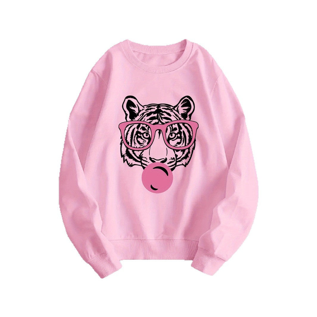 Damen Sweatshirt mit kreativem Tiger-Design und lässigem Schnitt Drune