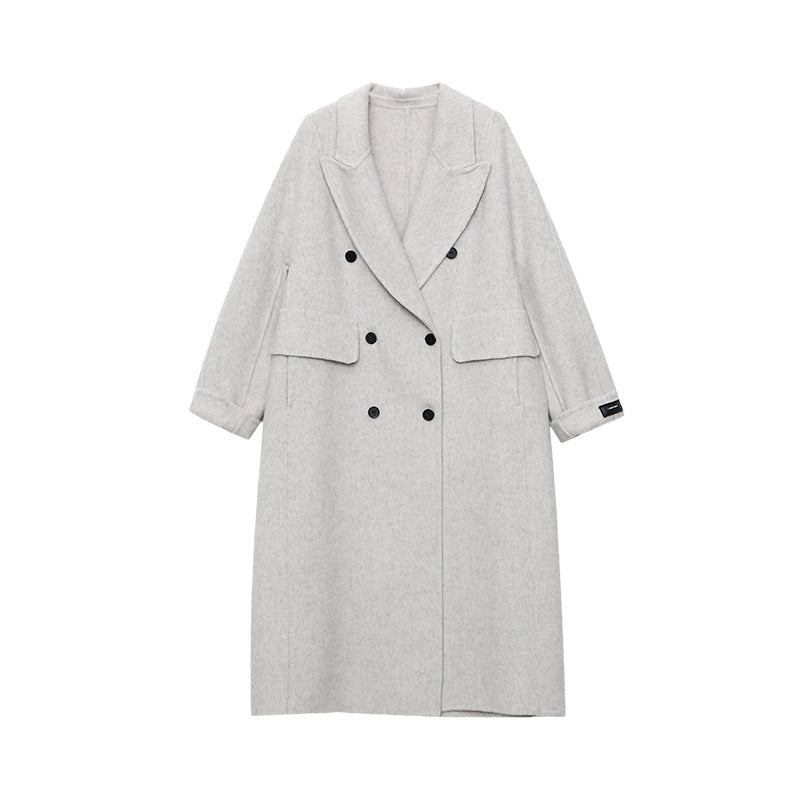 Damen eleganter Oversized-Mantel mit doppelter Knopfleiste und praktischen Taschen Drune