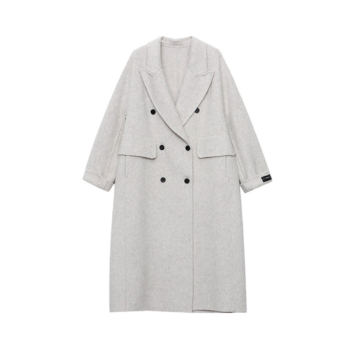 Damen eleganter Oversized-Mantel mit doppelter Knopfleiste und praktischen Taschen Drune