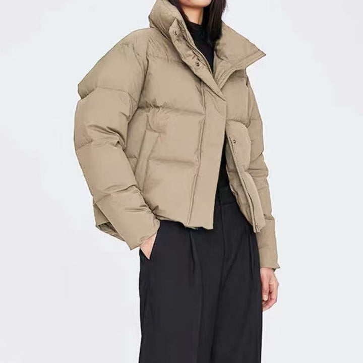 Damen gestepptes Winterjacke mit hohem Kragen und Seitentaschen Drune
