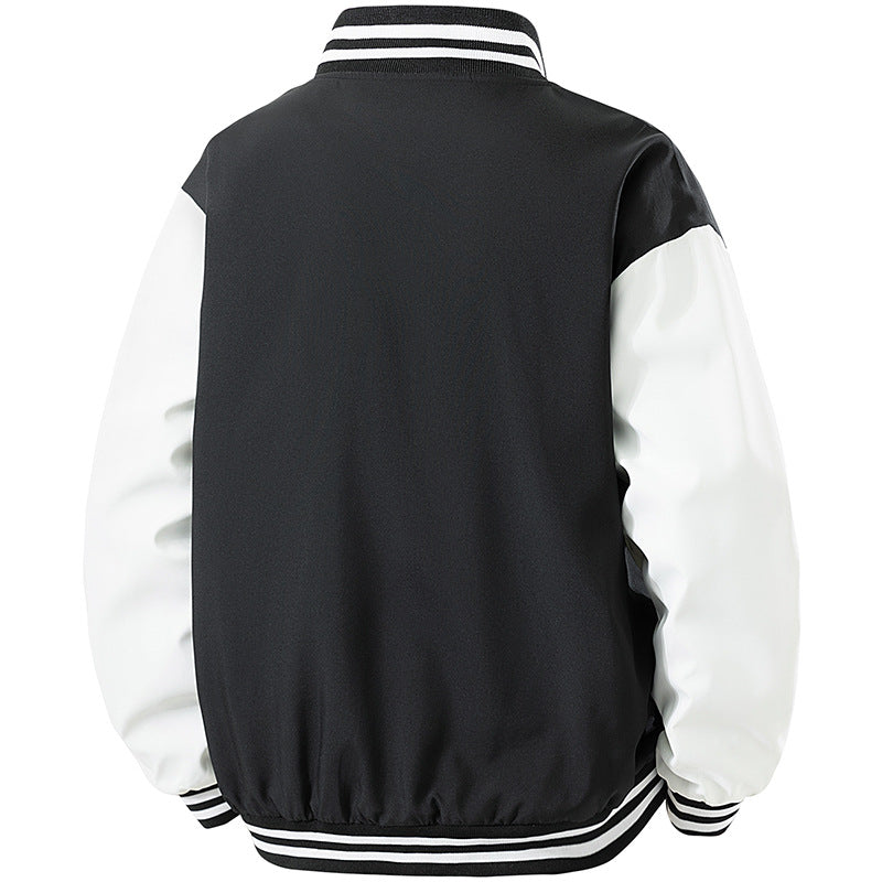 Herren College-Bomberjacke im Retro-Varsity-Design mit Druckknopffront, kontrastärmeln und gerippten Streifenbündchen Drune