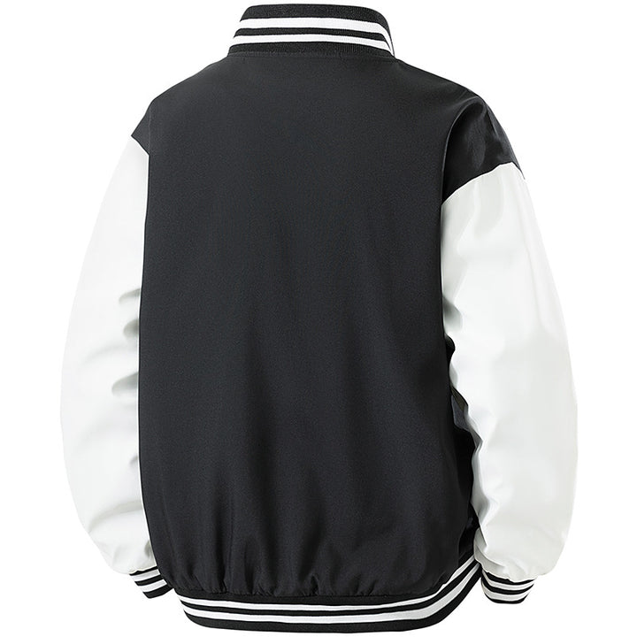 Herren College-Bomberjacke im Retro-Varsity-Design mit Druckknopffront, kontrastärmeln und gerippten Streifenbündchen Drune