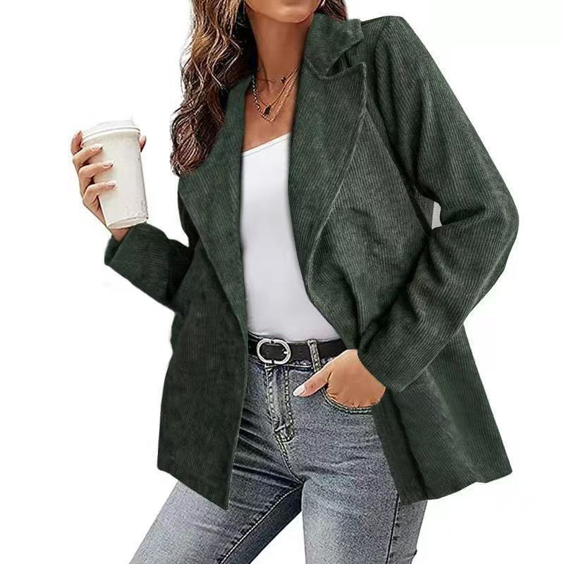 Damen Modernes Cordblazer mit lässigem Schnitt und praktischen Taschen Drune