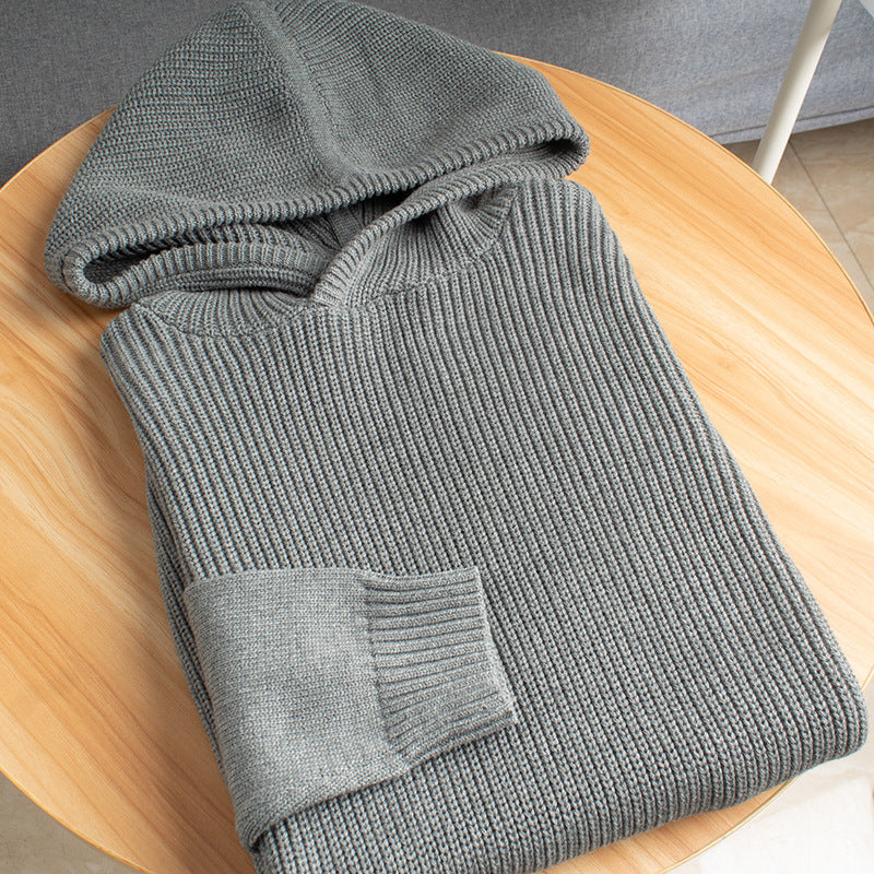 Herren Grobgerippter Kapuzenpullover mit glatten Ärmeln und geripptem Saum Drune