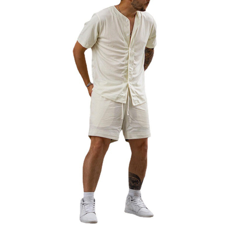 Herren atmungsaktives Sport-Set mit Kurzarm-Hemd und Shorts Drune