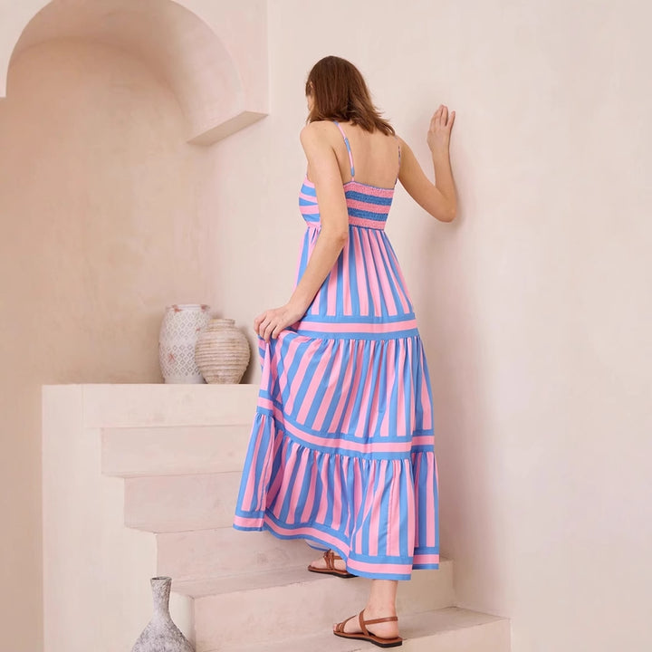 Damen luftiges Maxikleid mit Streifen Drune