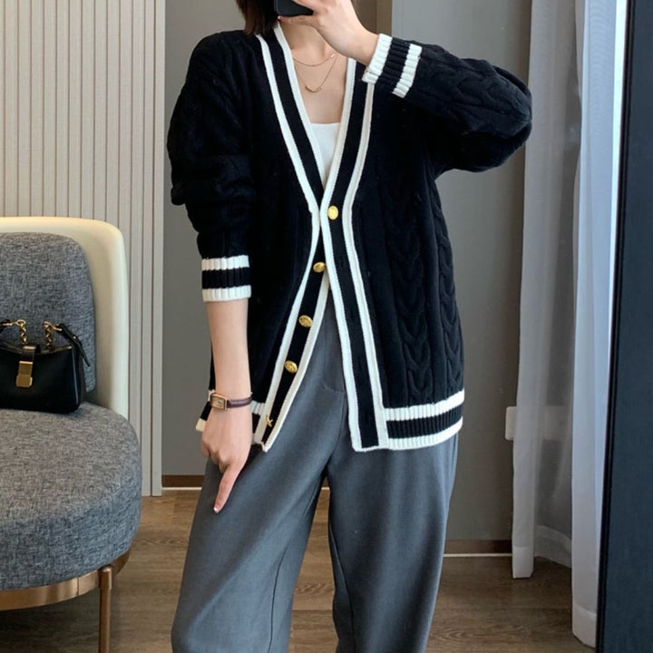 Damen Strickjacke mit elegantem Zopfdesign Drune