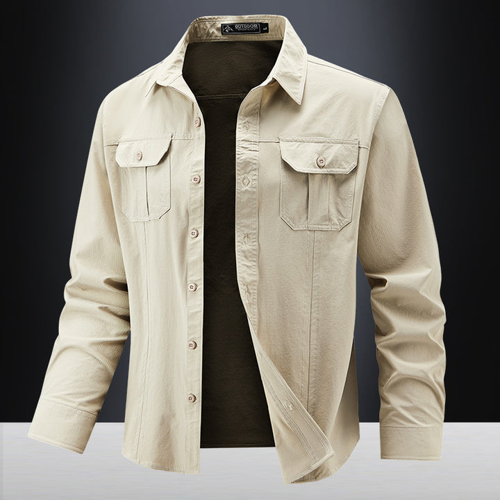 Herren Lässige Hemdjacke mit Brusttaschen Drune