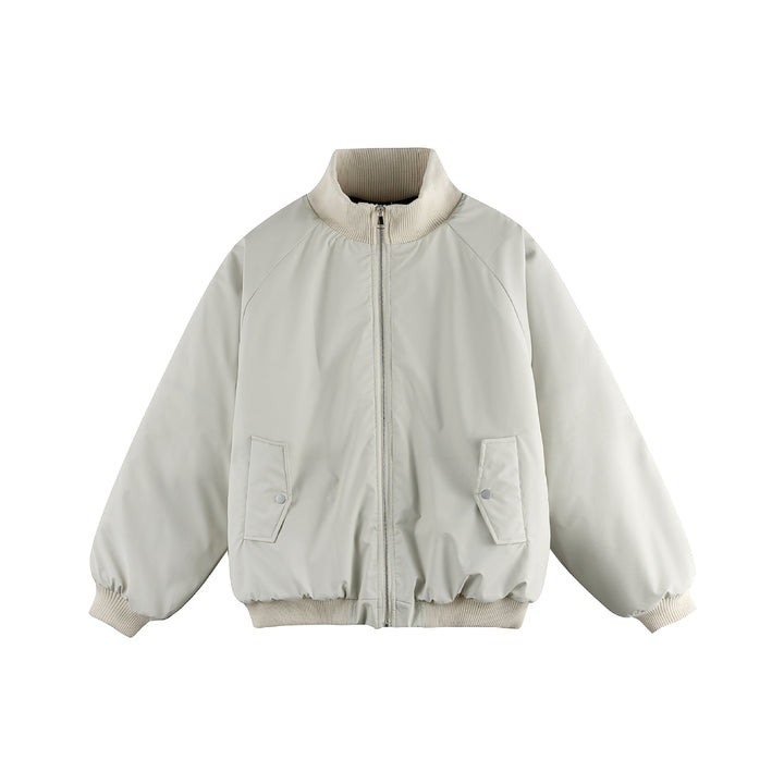 Damen Oversize Bomberjacke Drune mit Stehkragen, wattierter Fütterung und Pattentaschen