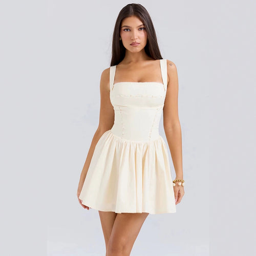 Damen verspieltes Trägerkleid mit Knopfdetaillierung und praktischen Taschen Drune