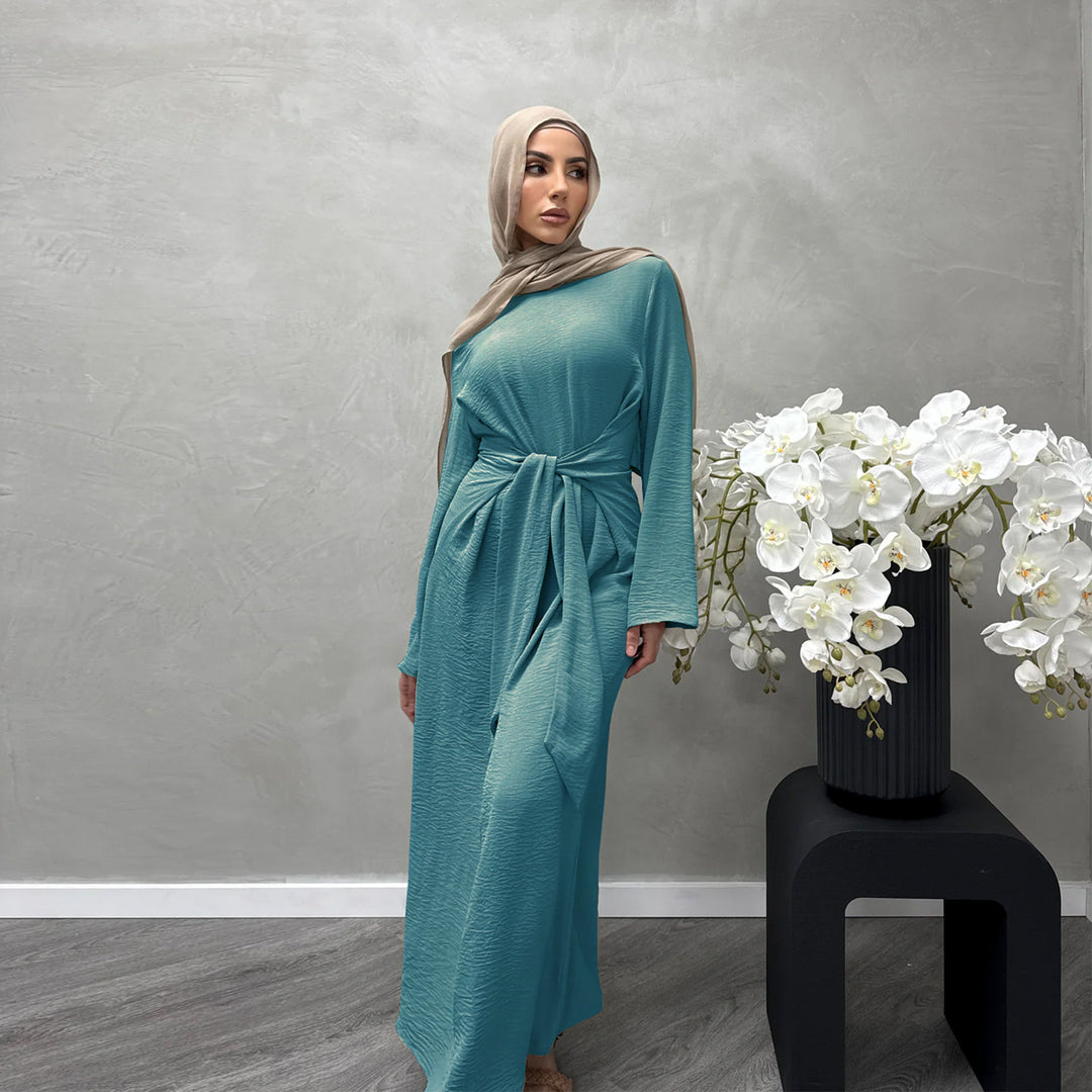 Damen Modisches Maxikleid aus fließendem Stoff mit weiten Ärmeln Drune