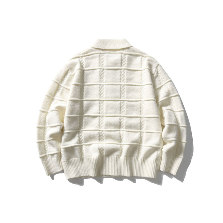 Herren strukturierte Strickjacke mit Hemdkragen und durchgehender Knopfleiste Drune