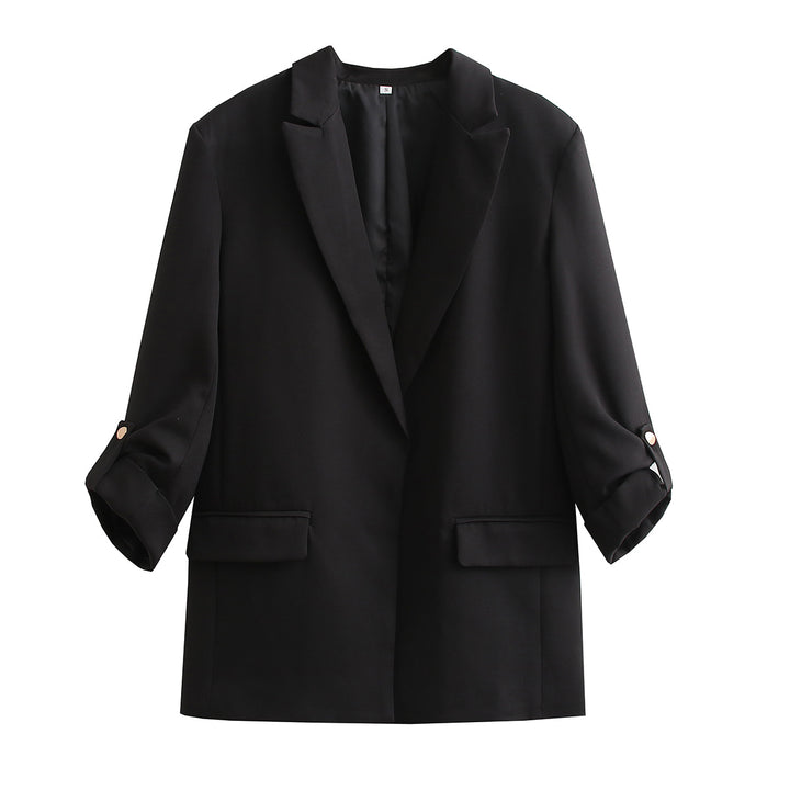 Damen Oversize Longline Blazer mit Dreiviertel-Ärmeln und Reverskragen Drune