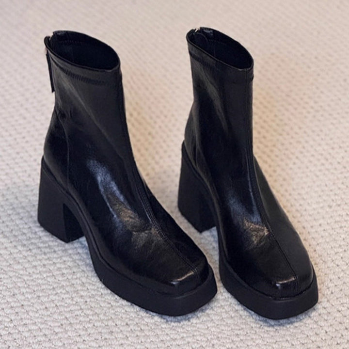 Damen elegante Stiefeletten mit moderner Silhouette und robustem Blockabsatz Drune