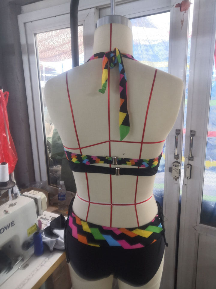 Damen Sportliches Bikini-Set mit verstellbaren Trägern und modischem Farbdesign Drune