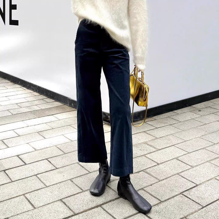 Damen Hochtaillierte Samt-Culotte mit weitem Bein und dezenten Eingrifftaschen Drune