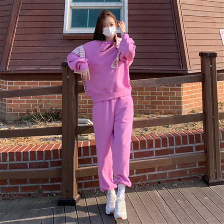 Damen lässiges Sportanzug-Set mit trendy Hoodie und komfortablen Jogginghose Drune