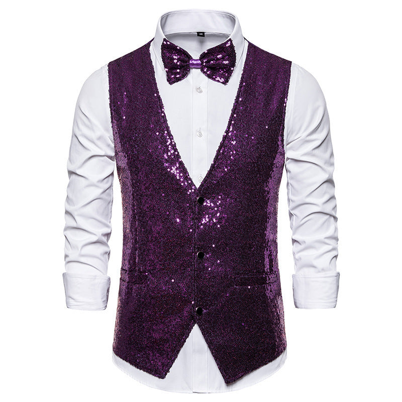 Herren Pailletten Kleid Weste Set Drune