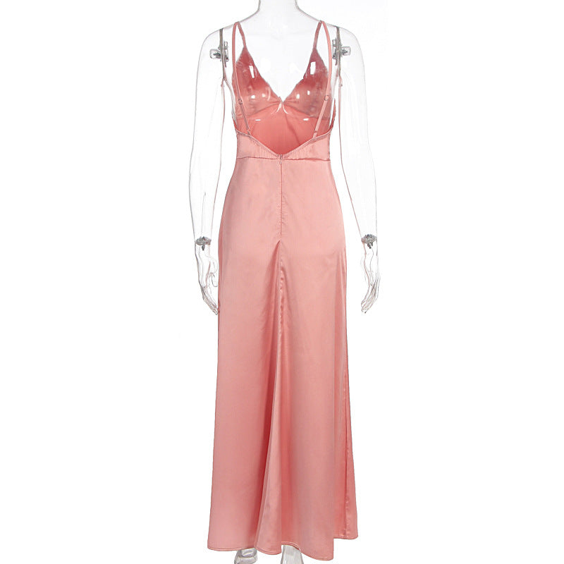 Damen Maxikleid mit raffinierten Trägern und elegantem V-Ausschnitt Drune